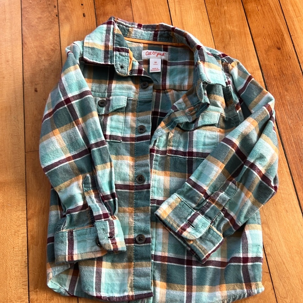 Cat and Jack toddler boy collared button down shirt size 2T